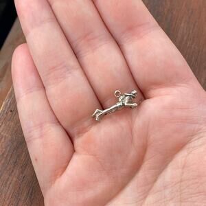 Vintage 925 Sterling Silver Scuba Diver w/ Spear Pendant Bracelet Charm